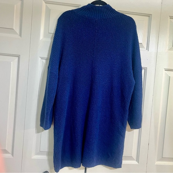 FP Beach Free People Coco Sweater Pullover Mockneck Front Split Navy Blue Small - Picture 6 of 9